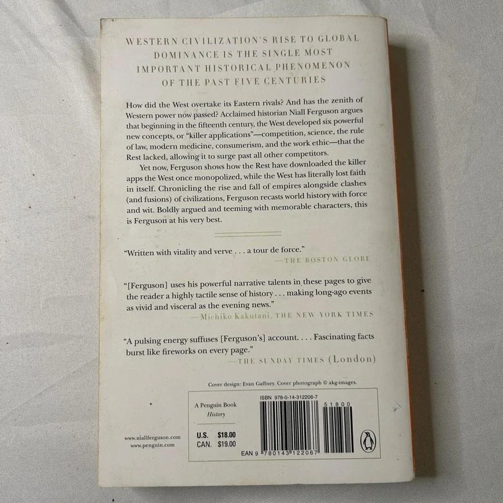 Niall Ferguson Civilization The West and the Rest History Paperback Book